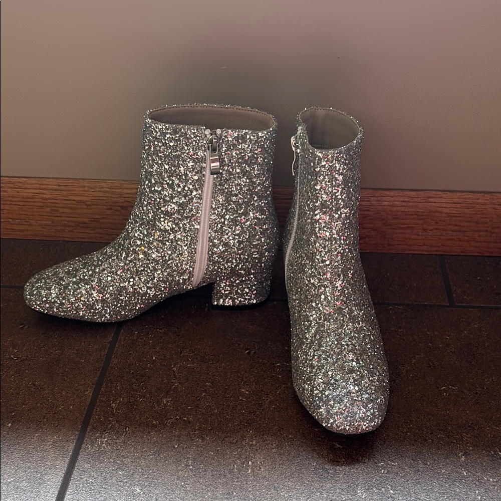 Silver Glitter Ankle Boots